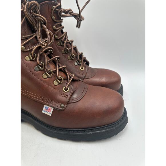 Carolina 8'' Steel Toe Collar Boot (1809) NEW Men's Brown/Black US Size 8 2E - Picture 2 of 9